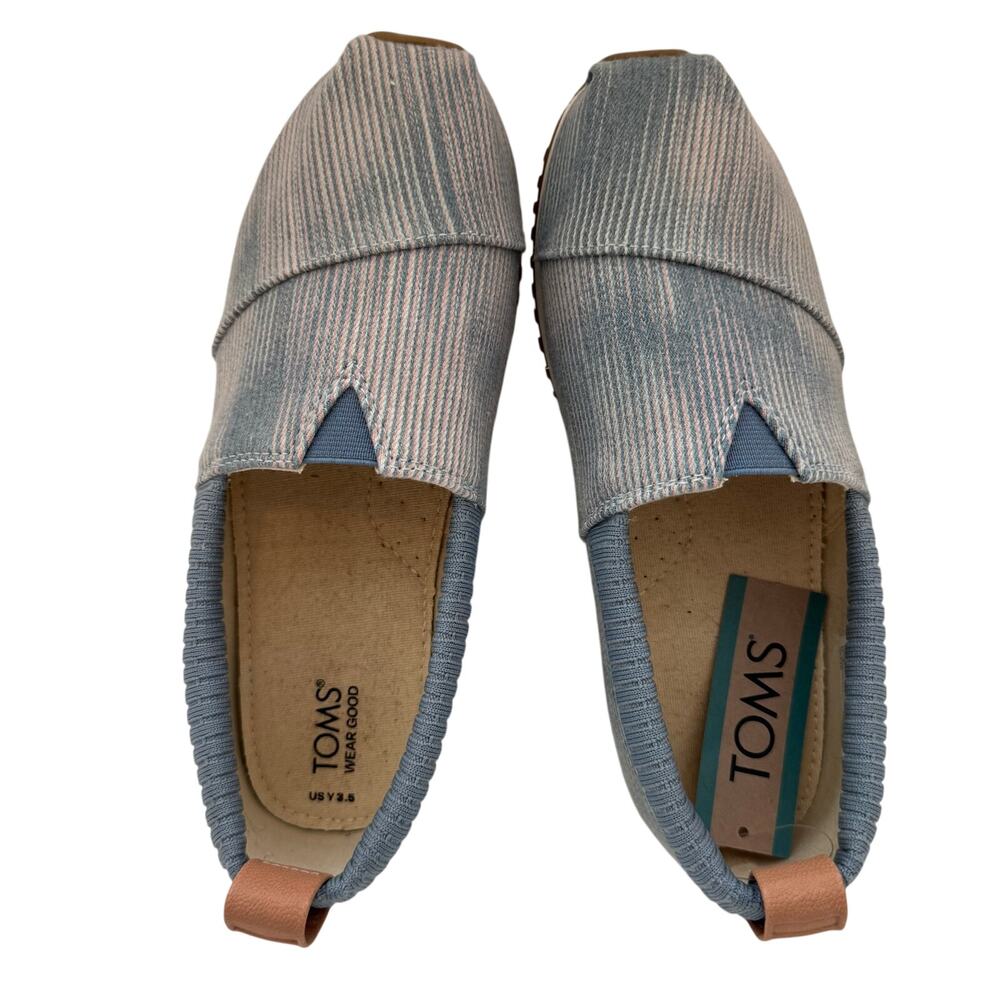 NWT Toms Youth Alpargata Resident Pastel Blue Novelty Denim sz 3.5
